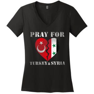 Pray For Turkey Syria Earthquake Support Rebuild Women's V-Neck T-Shirt