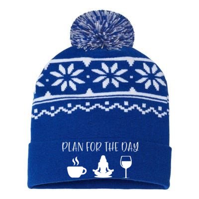 Plan For The Day Coffee Yoga And Wine Gift USA-Made Snowflake Beanie