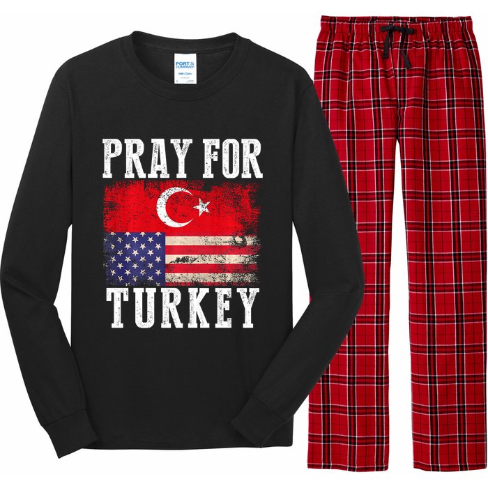 Pray For Turkey Vintage Flag Turkey Long Sleeve Pajama Set