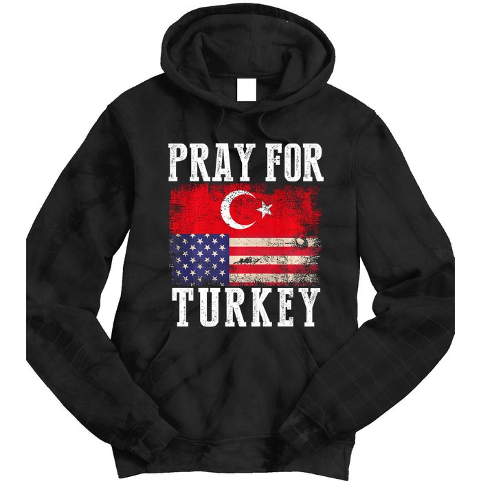 Pray For Turkey Vintage Flag Turkey Tie Dye Hoodie