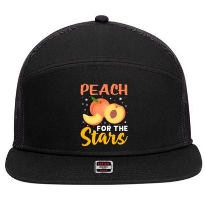 Peach For The Stars Veganism Design For Fruitarian Gift 7 Panel Mesh Trucker Snapback Hat