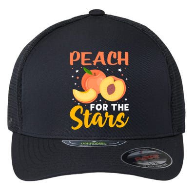 Peach For The Stars Veganism Design For Fruitarian Gift Flexfit Unipanel Trucker Cap