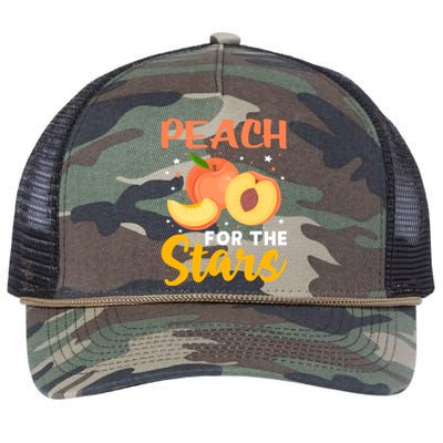 Peach For The Stars Veganism Design For Fruitarian Gift Retro Rope Trucker Hat Cap