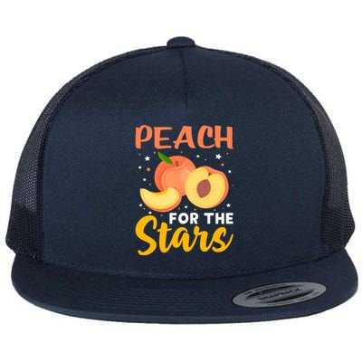 Peach For The Stars Veganism Design For Fruitarian Gift Flat Bill Trucker Hat