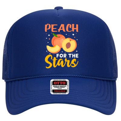 Peach For The Stars Veganism Design For Fruitarian Gift High Crown Mesh Back Trucker Hat