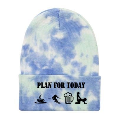 Plan For The Day Coffee Go Skiing And S Funny Ski Gift Tie Dye 12in Knit Beanie