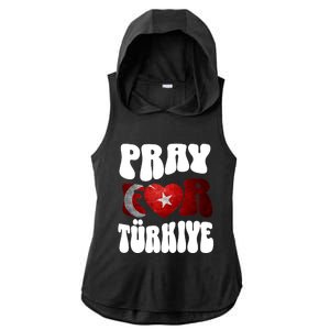 Pray For Turkiye Turkey Tees, Turkey Flag, Support Turkey Ladies PosiCharge Tri-Blend Wicking Draft Hoodie Tank