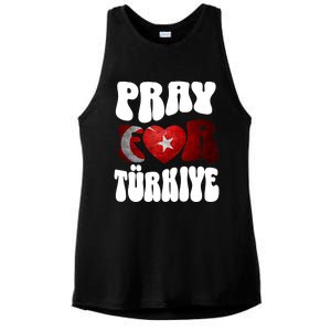 Pray For Turkiye Turkey Tees, Turkey Flag, Support Turkey Ladies PosiCharge Tri-Blend Wicking Tank