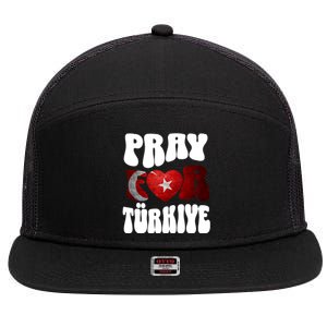 Pray For Turkiye Turkey Tees, Turkey Flag, Support Turkey 7 Panel Mesh Trucker Snapback Hat