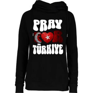 Pray For Turkiye Turkey Tees, Turkey Flag, Support Turkey Womens Funnel Neck Pullover Hood