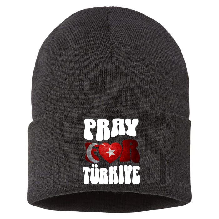 Pray For Turkiye Turkey Tees, Turkey Flag, Support Turkey Sustainable Knit Beanie