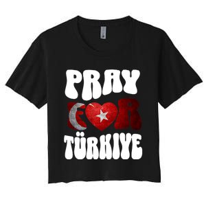 Pray For Turkiye Turkey Tees, Turkey Flag, Support Turkey Women's Crop Top Tee