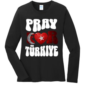 Pray For Turkiye Turkey Tees, Turkey Flag, Support Turkey Ladies Long Sleeve Shirt