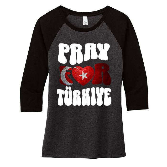 Pray For Turkiye Turkey Tees, Turkey Flag, Support Turkey Women's Tri-Blend 3/4-Sleeve Raglan Shirt