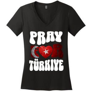 Pray For Turkiye Turkey Tees, Turkey Flag, Support Turkey Women's V-Neck T-Shirt