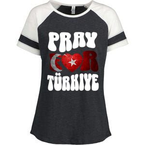 Pray For Turkiye Turkey Tees, Turkey Flag, Support Turkey Enza Ladies Jersey Colorblock Tee