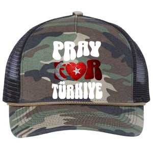 Pray For Turkiye Turkey Tees, Turkey Flag, Support Turkey Retro Rope Trucker Hat Cap