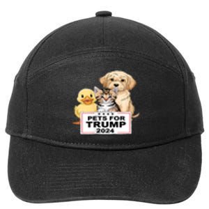 Pets For Trump Duck Cat Dog Donald Trump 2024 7-Panel Snapback Hat