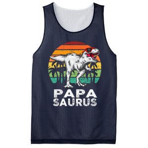 Papasaurus Funny T Rex Dinosaur Papa Saurus Family Matching Mesh Reversible Basketball Jersey Tank