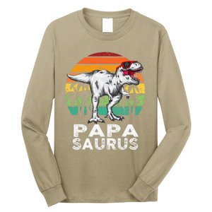 Papasaurus Funny T Rex Dinosaur Papa Saurus Family Matching Long Sleeve Shirt