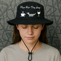 Plan For The Day Coffee Dragon Boat Wine Funny Gift Bucket Hat