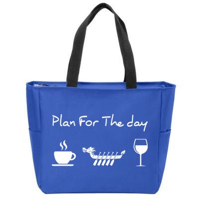 Plan For The Day Coffee Dragon Boat Wine Funny Gift Zip Tote Bag