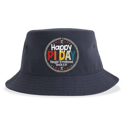 Pi For Teacher Vintage 3.14 Pi Digits Happy Pi Day Sustainable Bucket Hat