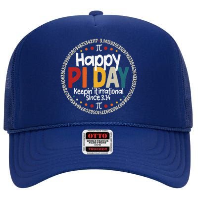 Pi For Teacher Vintage 3.14 Pi Digits Happy Pi Day High Crown Mesh Back Trucker Hat