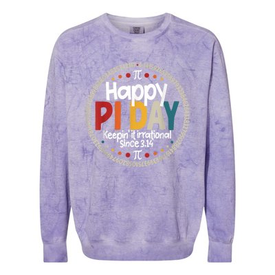 Pi For Teacher Vintage 3.14 Pi Digits Happy Pi Day Colorblast Crewneck Sweatshirt