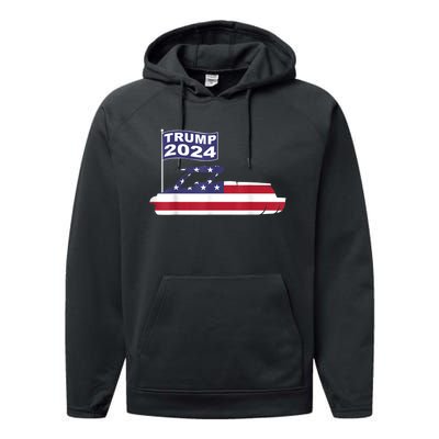 Pontoons For Trump 2024 Pontoon Boat Owner Support For Trump Performance Fleece Hoodie