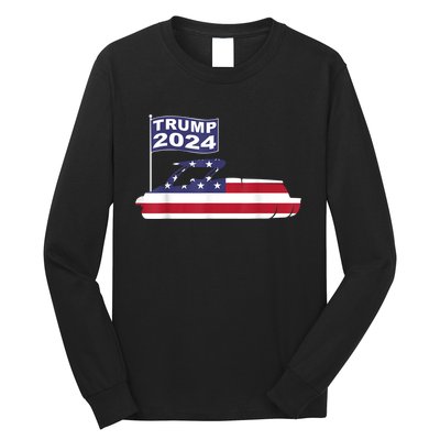 Pontoons For Trump 2024 Pontoon Boat Owner Support For Trump Long Sleeve Shirt