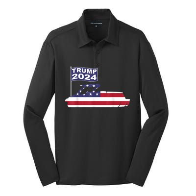 Pontoons For Trump 2024 Pontoon Boat Owner Support For Trump Silk Touch Performance Long Sleeve Polo