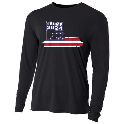 Pontoons For Trump 2024 Pontoon Boat Owner Support For Trump Cooling Performance Long Sleeve Crew