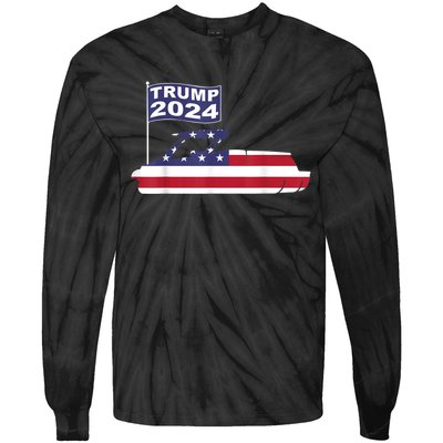 Pontoons For Trump 2024 Pontoon Boat Owner Support For Trump Tie-Dye Long Sleeve Shirt