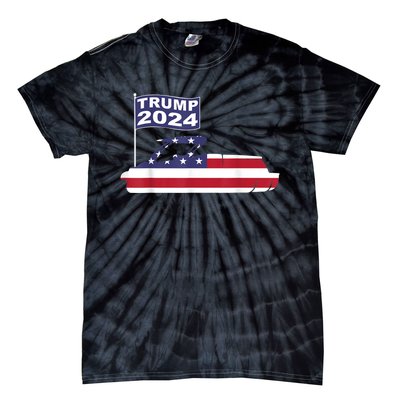 Pontoons For Trump 2024 Pontoon Boat Owner Support For Trump Tie-Dye T-Shirt