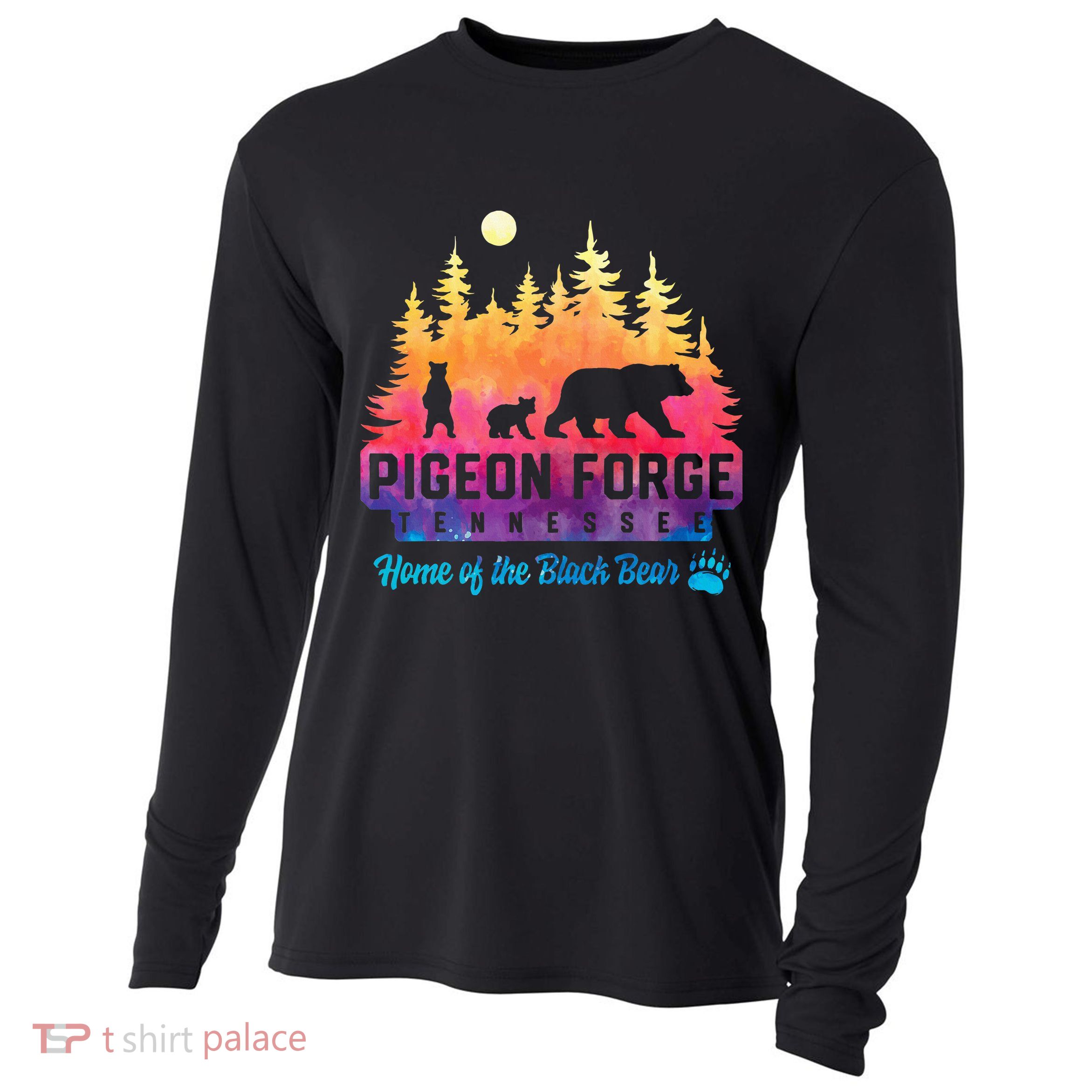 Pigeon Forge Tennessee Bear Great Smoky Mountains Tie Dye Cooling Performance Long Sleeve Crew