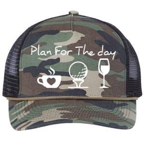 Plan For The Day Costume Coffee Golf Wine Lover Gift Retro Rope Trucker Hat Cap