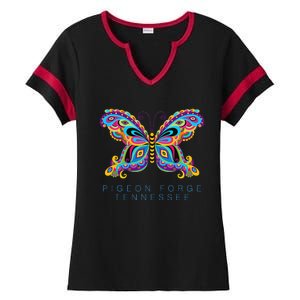 Pigeon Forge Tennessee Souvenir Butterfly Graphic Ladies Halftime Notch Neck Tee