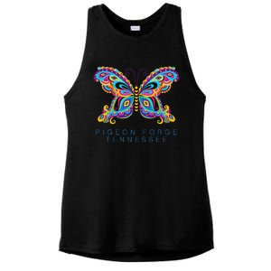 Pigeon Forge Tennessee Souvenir Butterfly Graphic Ladies PosiCharge Tri-Blend Wicking Tank