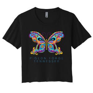 Pigeon Forge Tennessee Souvenir Butterfly Graphic Women's Crop Top Tee