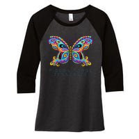 Pigeon Forge Tennessee Souvenir Butterfly Graphic Women's Tri-Blend 3/4-Sleeve Raglan Shirt