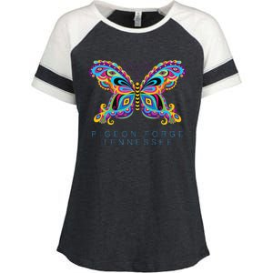 Pigeon Forge Tennessee Souvenir Butterfly Graphic Enza Ladies Jersey Colorblock Tee