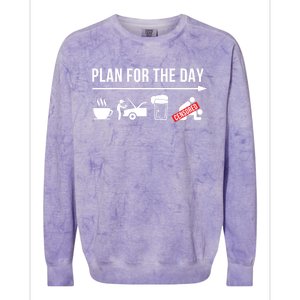 Plan For The Day Car Mechanic Coffee Beer Fun Gift Colorblast Crewneck Sweatshirt