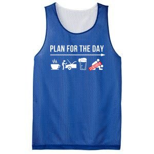 Plan For The Day Car Mechanic Coffee Beer Fun Gift Mesh Reversible Basketball Jersey Tank