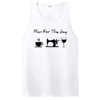 Plan For The Day Coffee Sewing Machine Wine Funny Lover PosiCharge Competitor Tank