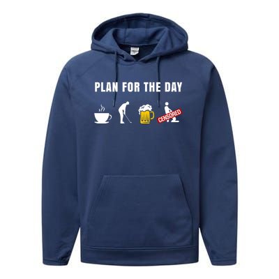 Plan For The Day Funny Husband Performance Fleece Hoodie