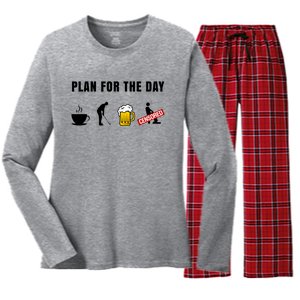 Plan For The Day Funny Husband Women's Long Sleeve Flannel Pajama Set 