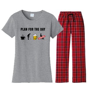 Plan For The Day Funny Husband Women's Flannel Pajama Set