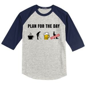 Plan For The Day Funny Husband Kids Colorblock Raglan Jersey