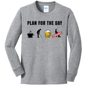 Plan For The Day Funny Husband Kids Long Sleeve Shirt